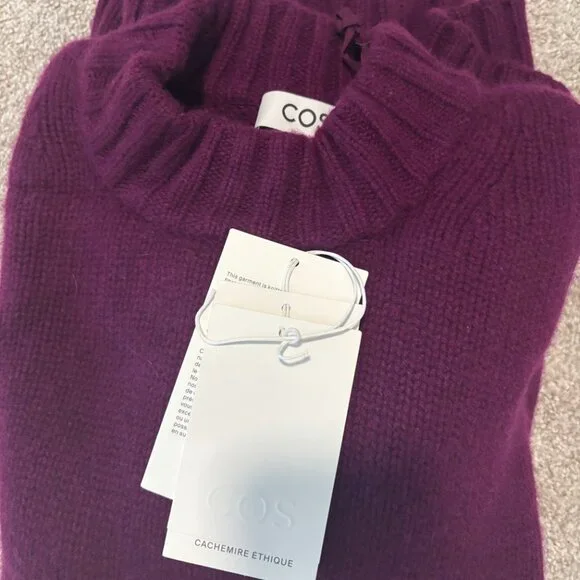 RARE COLOR PURPLE COS Chunky 100% Cashmere Sweater - Picture 2 of 4